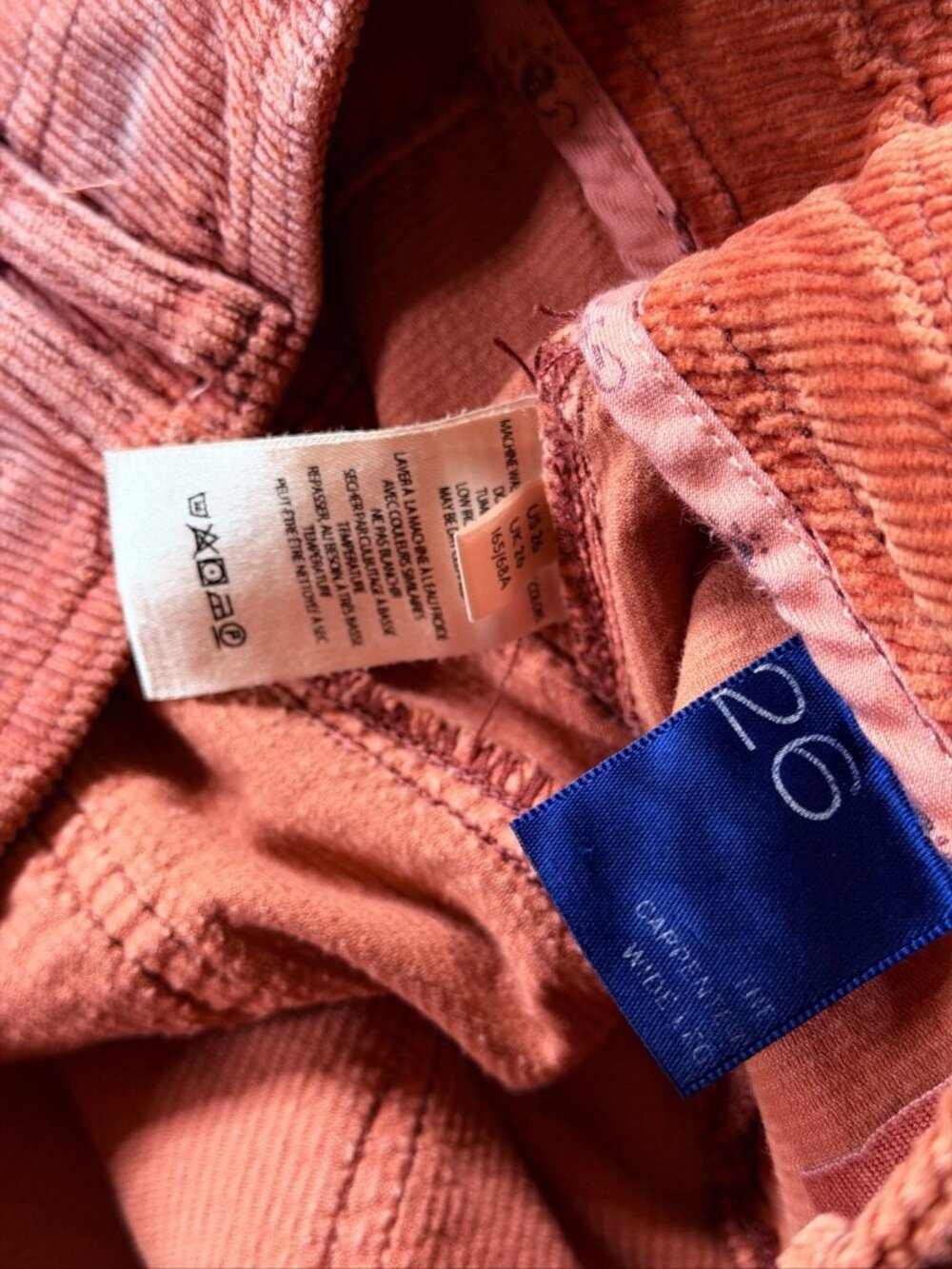 Pilcro Pants 26 Womens Orange Corduroy Wide Leg Carpenter Stretch - Picture 8 of 9